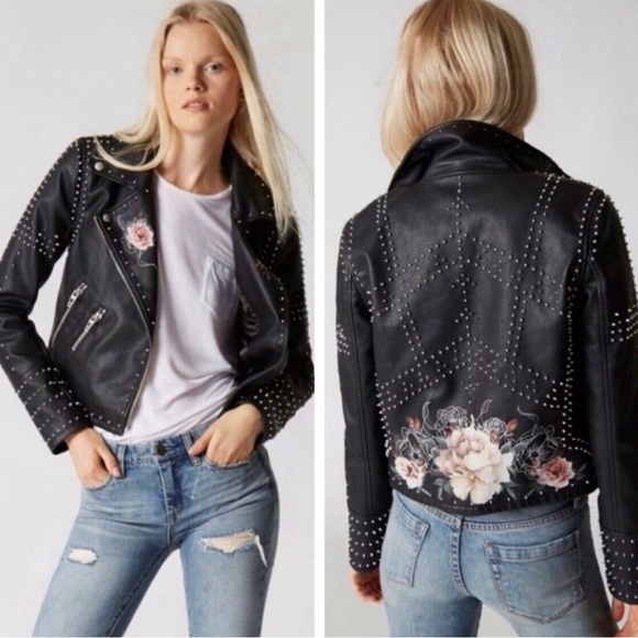 Blank NYC Faux Leather Rose Studded Jacket - Picture 2 of 14